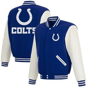 Indianapolis Colts Reversible Fleece Jacket with Faux Leather Sleeve